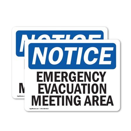 Signmission Emergency Evacuation Meeting Area, 10 in W x Rectangle, Vinyl Decal OS-2PACK-NS-D-710-L-11789
